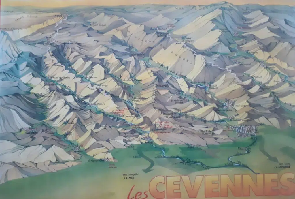 Carte des vallées des Cévennes