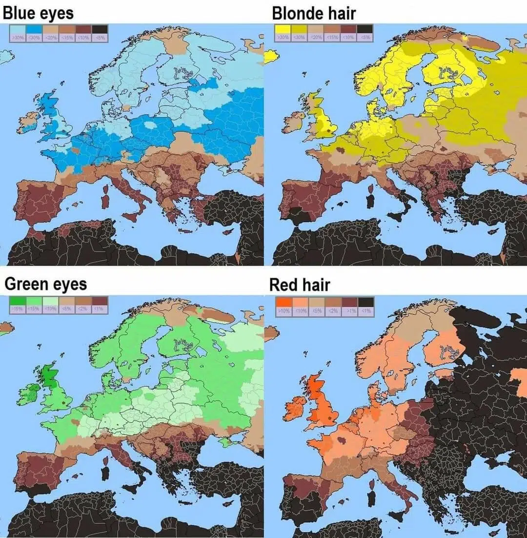 You are currently viewing Blue and green eyes – Blond and red hair distribution