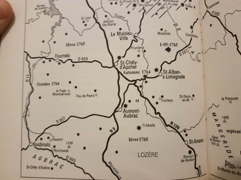 Cartographies des attaques de la bête du Gévaudan (automne-hiver 1764)