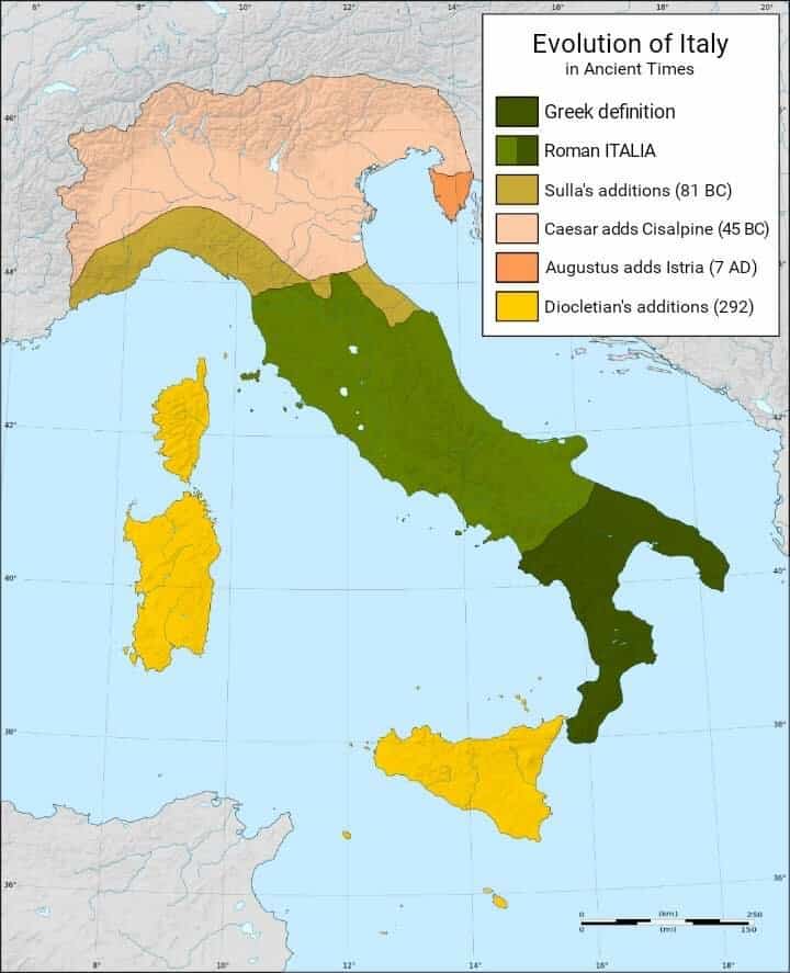 You are currently viewing Evolution des frontières de l’Italie romaine
