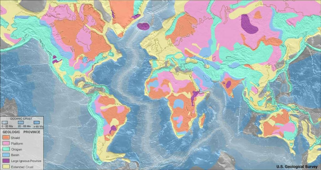 Les grandes provinces géologiques du monde