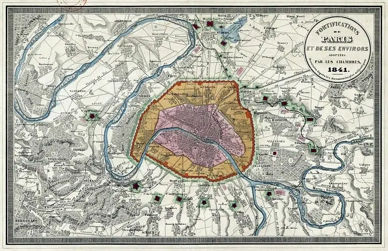 Cartographie des fortifications de Paris et de ses environs (1841)