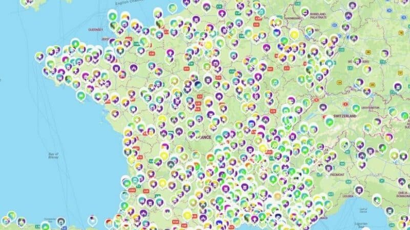 Ma carte Mapstr (© Histoire Itinérante) centrée sur la France