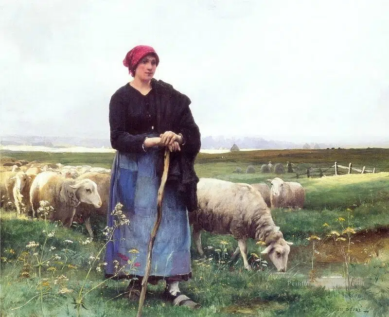Bergère gardant son troupeau (XIXe siècle)