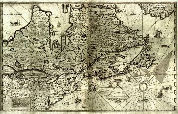 Une vieille carte de la Nouvelle-France datant de 1632