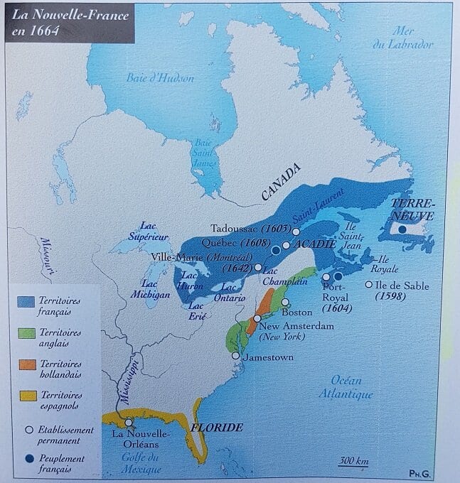 Carte du Canada français au sein de la Nouvelle-France