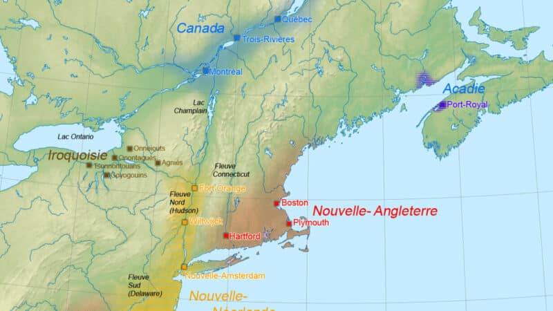Carte de la Nouvelle-France et du territoire des colonies voisines en 1664