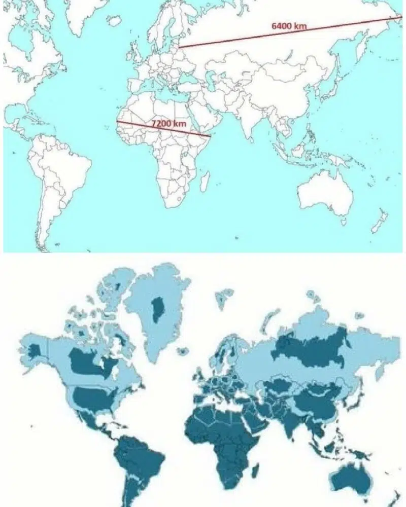 Les pays du monde à leur taille réelle (planisphère et projection de Mercator corrigés)