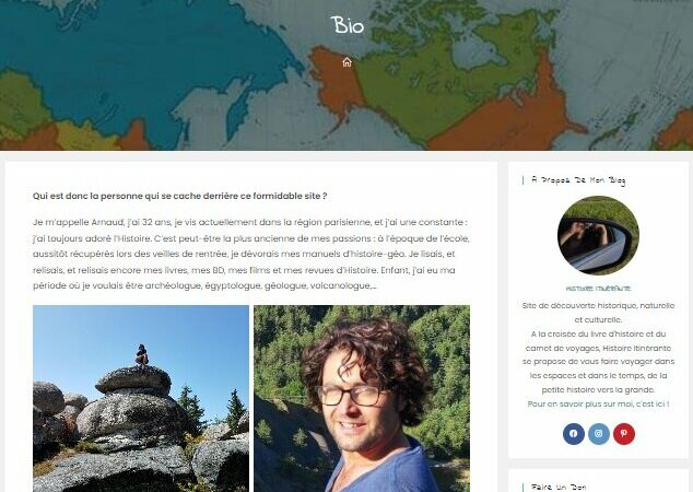 Bio du site Histoire Itinérante (blog de découverte historique)