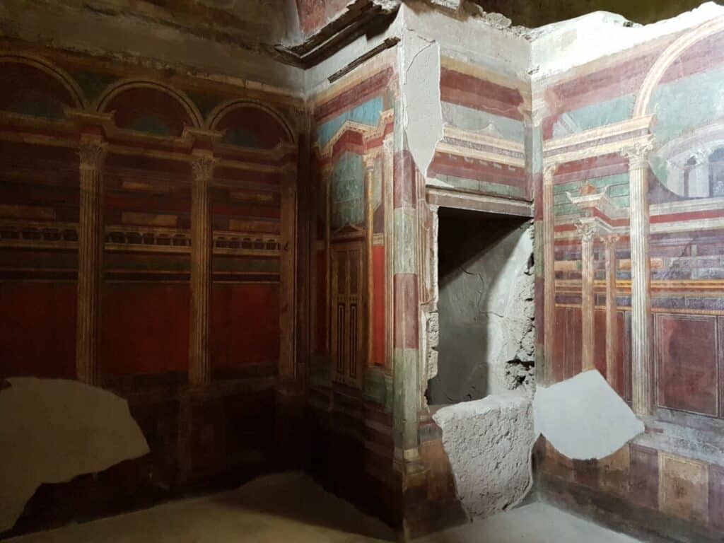 Fresque murale d'une riche villa de Pompéi