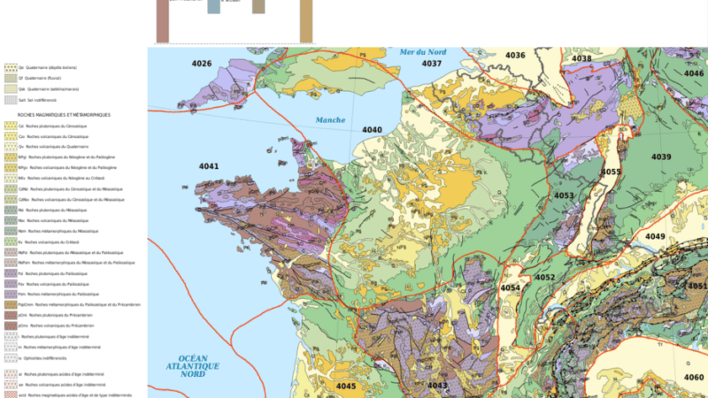Carte de la géologie de surface de la France