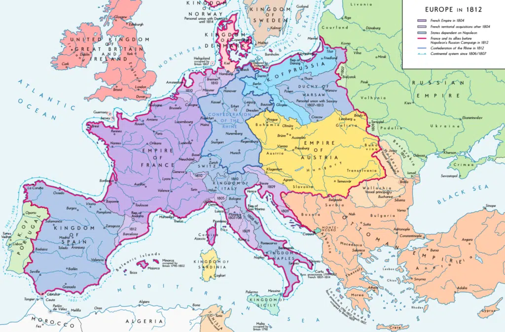 Carte de l'Empire français en 1812 (zone Europe)