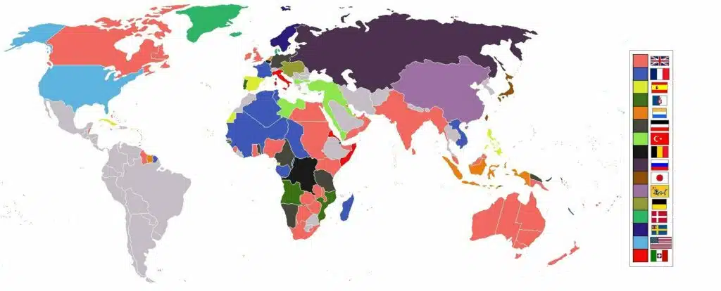 Carte des empires coloniaux du monde en 1898
