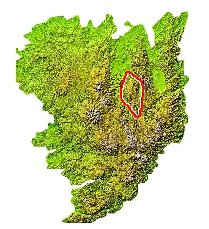 Carte de situation des monts du Livradois, dans le Massif central