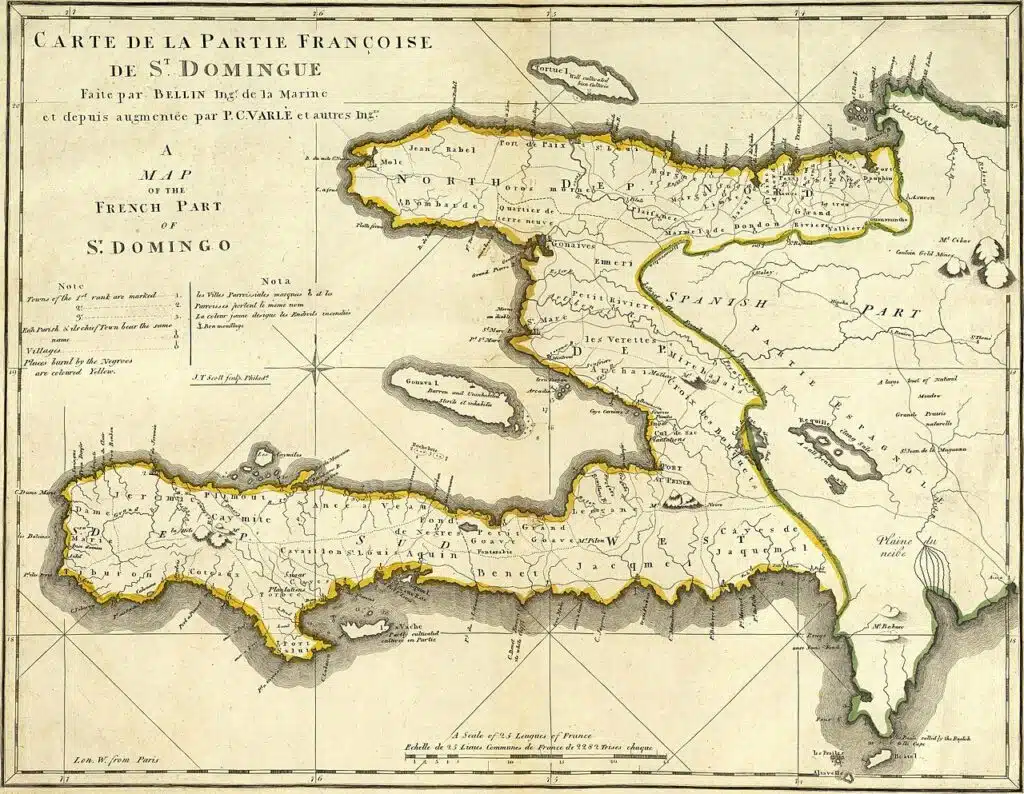 Carte de la partie française de Saint-Domingue (actuelle Haïti) au XVIIIe siècle