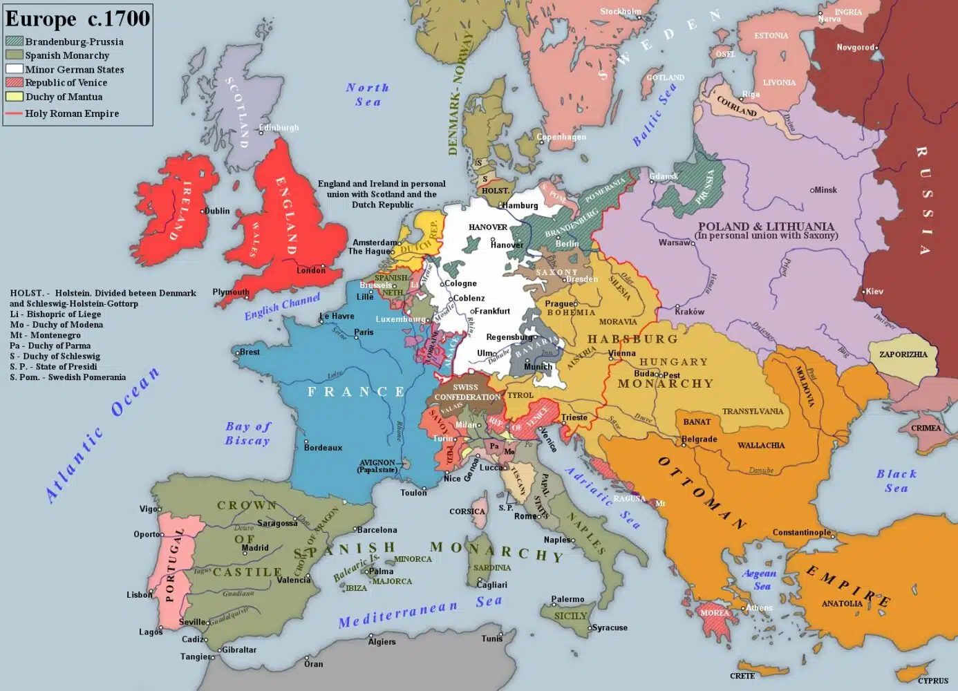 You are currently viewing L’Europe à la veille de la guerre de Succession d’Espagne (1700)