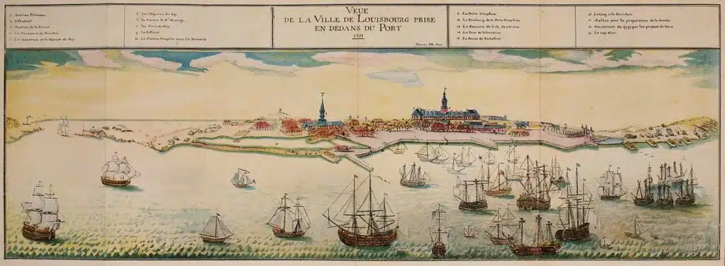 Plan de Louisbourg, porte d'entrée de la Nouvelle-France, en 1731