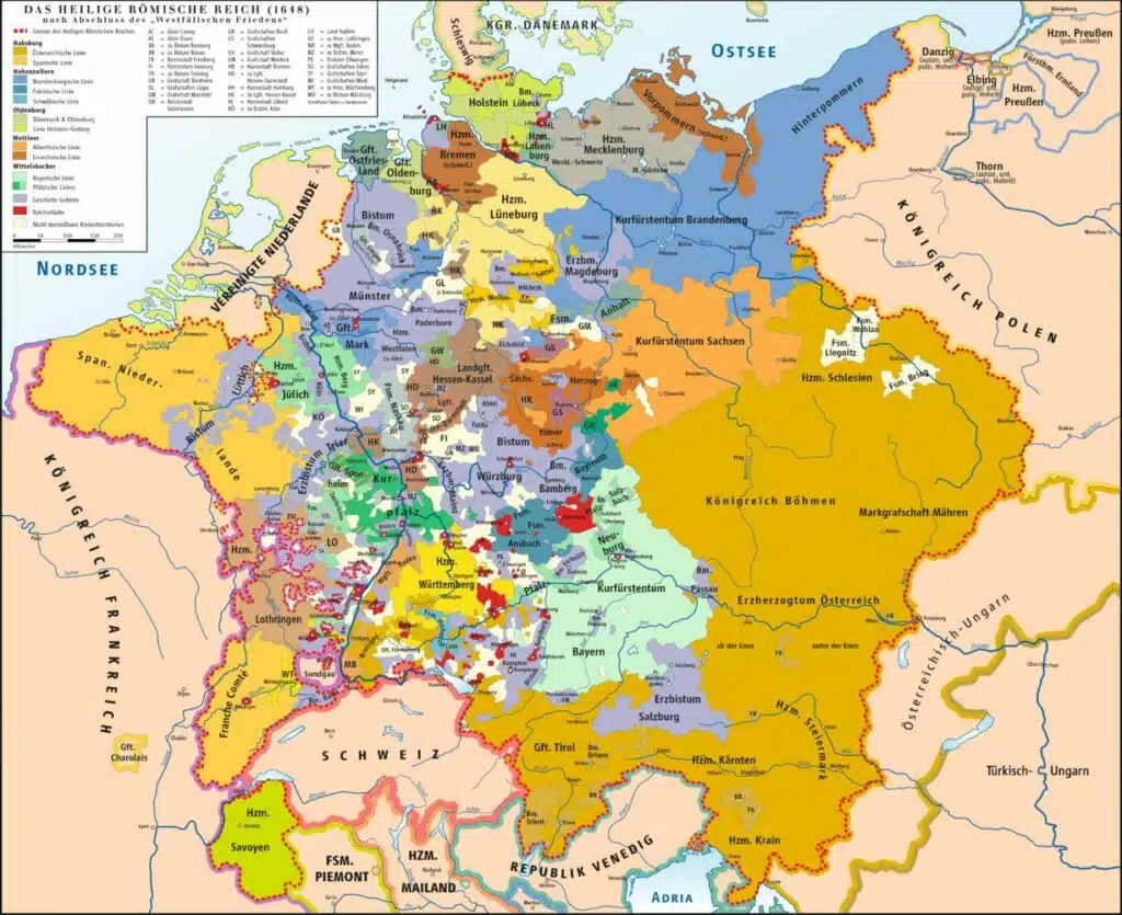 Carte du Saint-Empire romain germanique à la veille de la Révolution française de 1789