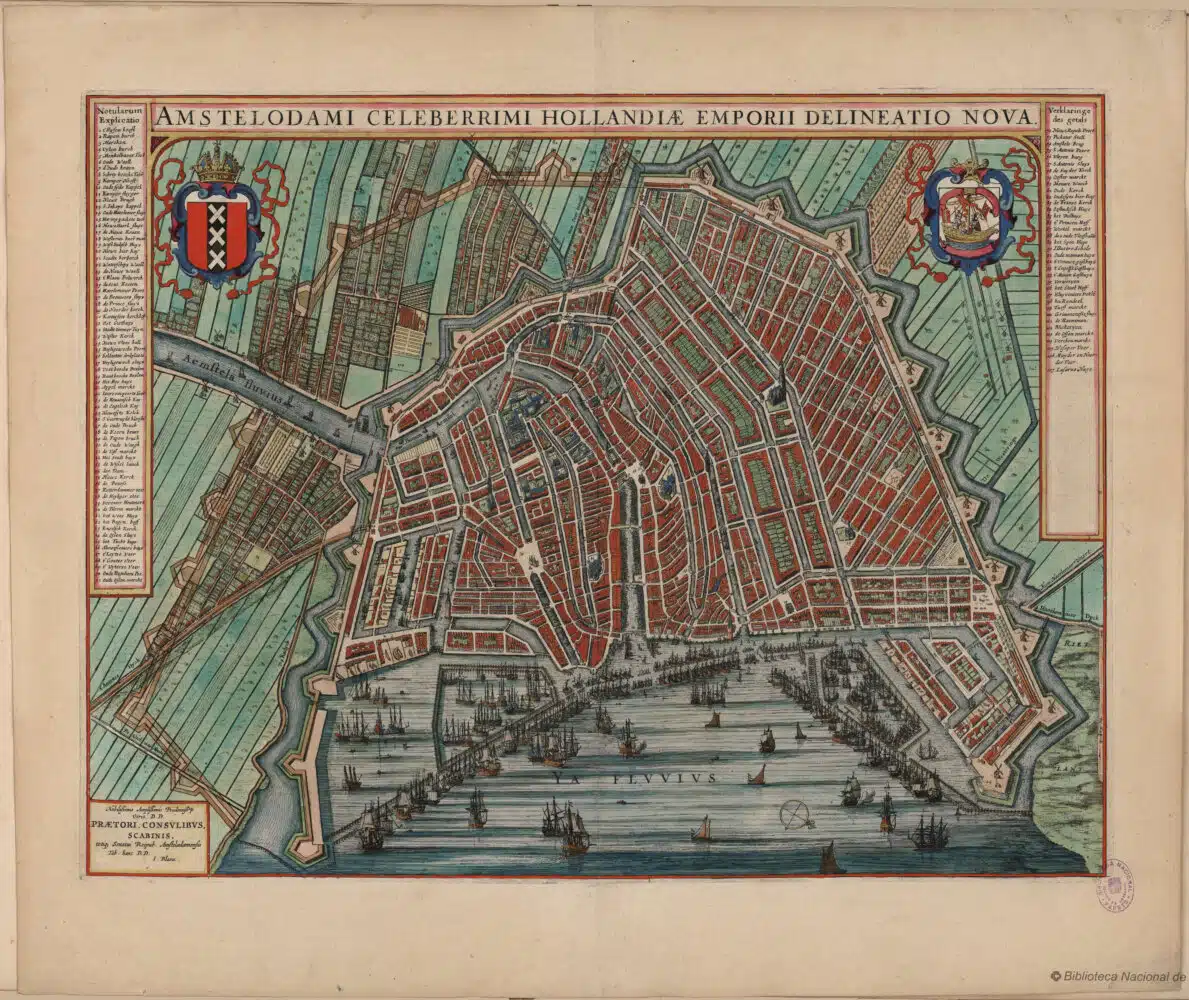 Carte historique d'Amsterdam au milieu du XVIIe siècle