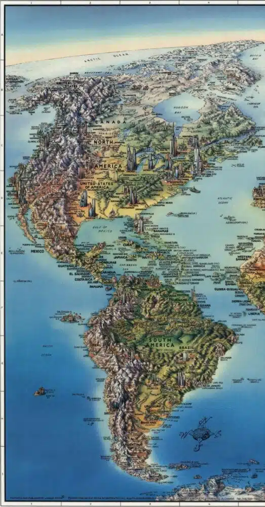 Une magnifique carte de la géographie des Amériques