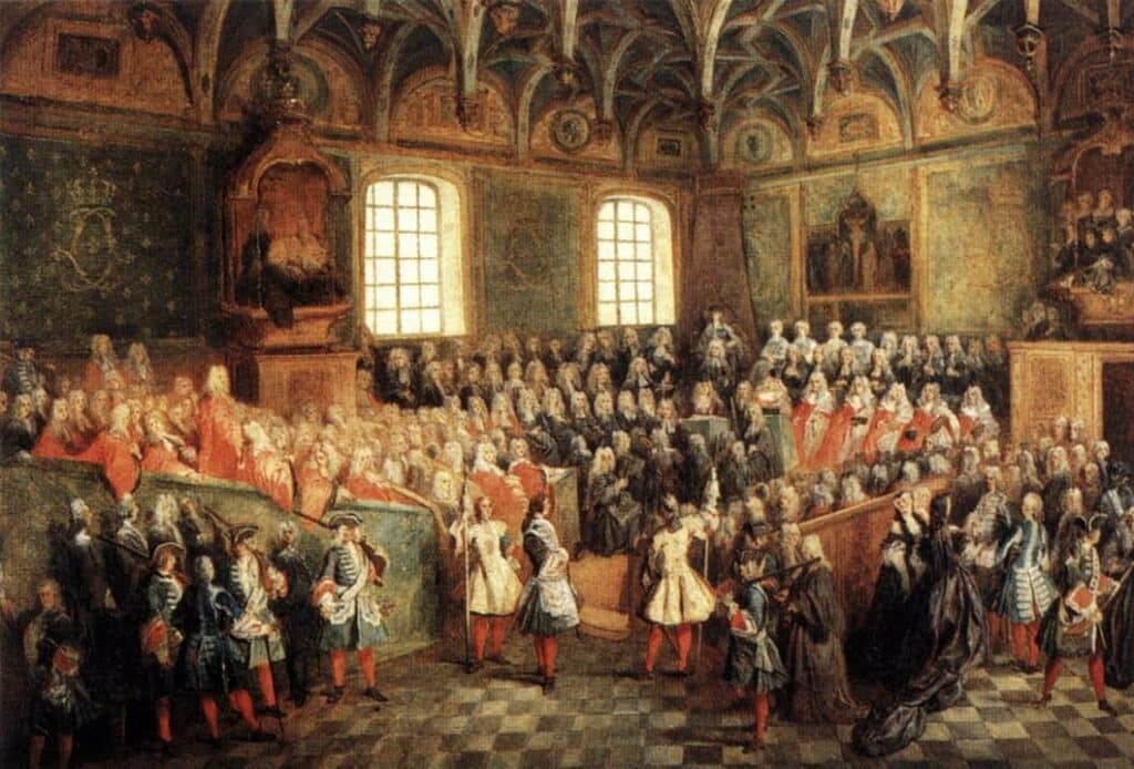 Séance royale du Parlement de Paris pour la majorité de Louis XV (1723)