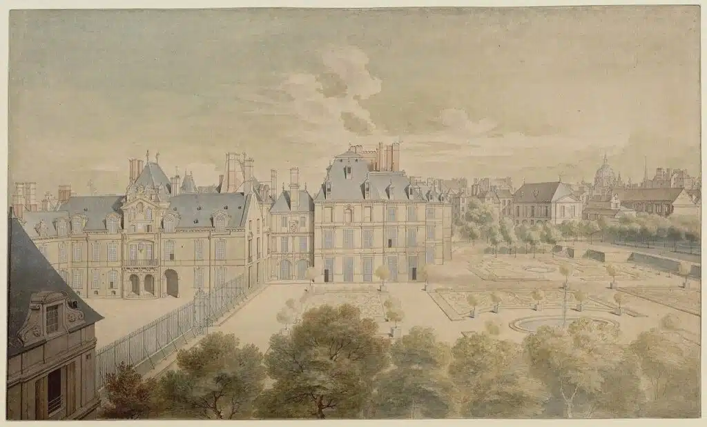 Vue de la cour intérieure de l'hôtel de Condé (gravure d'époque)