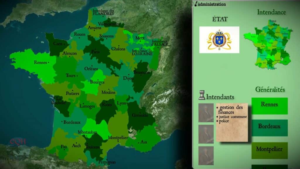 Carte des généralités du royaume de France sous l'Ancien Régime (© EQH)