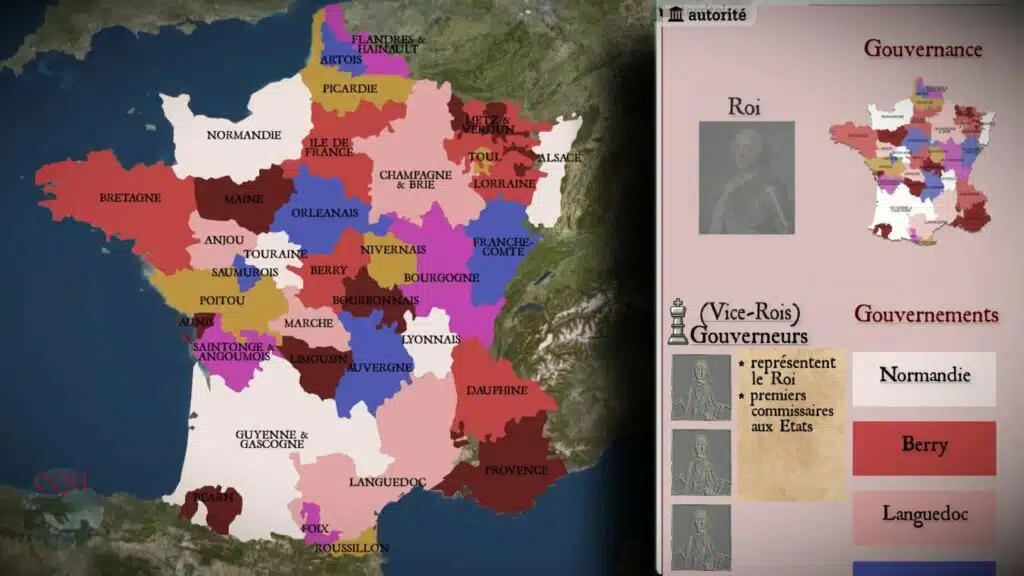 Carte des gouvernements du royaume de France sous l'Ancien Régime (© EQH)