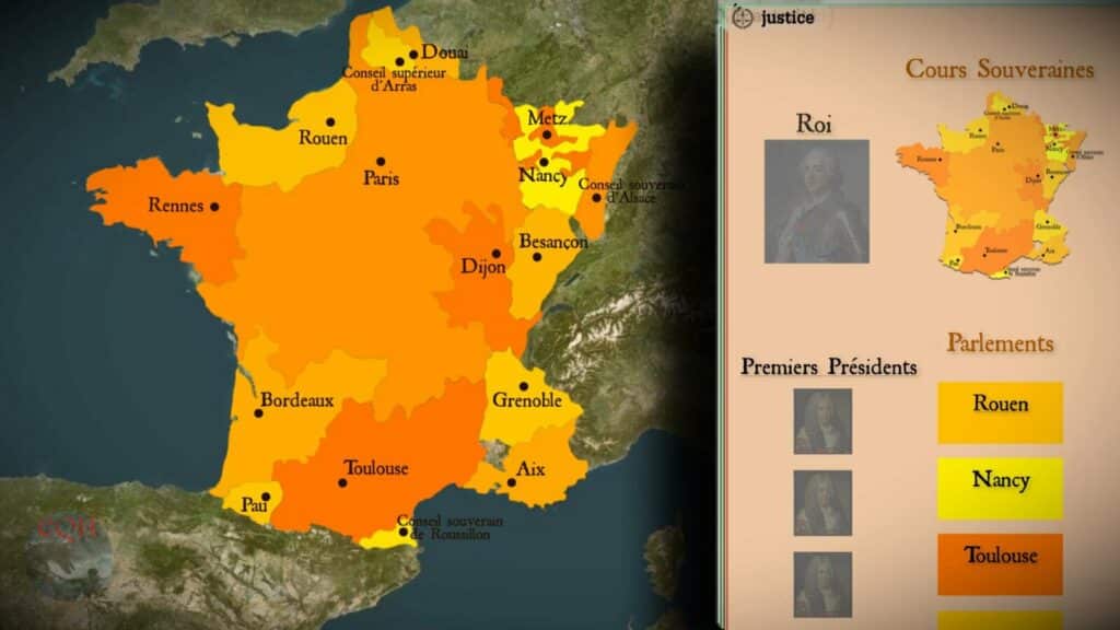 Territoires de ressort des Parlements et Cours souveraines de France sous l'Ancien Régime (© EQH)