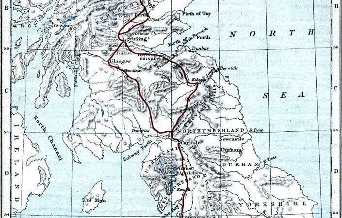 Map of jacobite risings in Britain (1715-1745)