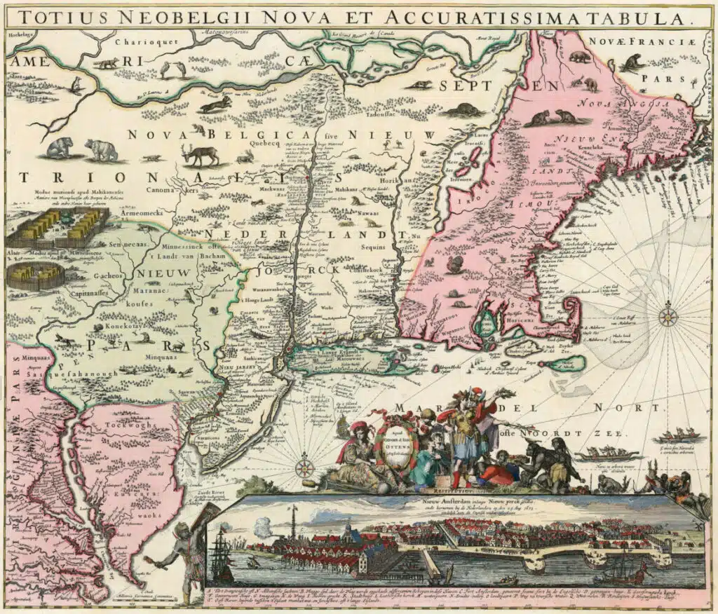 Les colonies et comptoirs européens de la cote Est des États-Unis en 1662