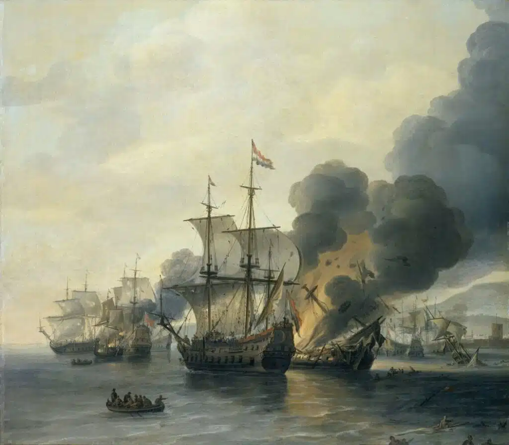 Tableau représentant la bataille de Livourne Knock (1653), un important combat naval de la première guerre anglo-néerlandaise